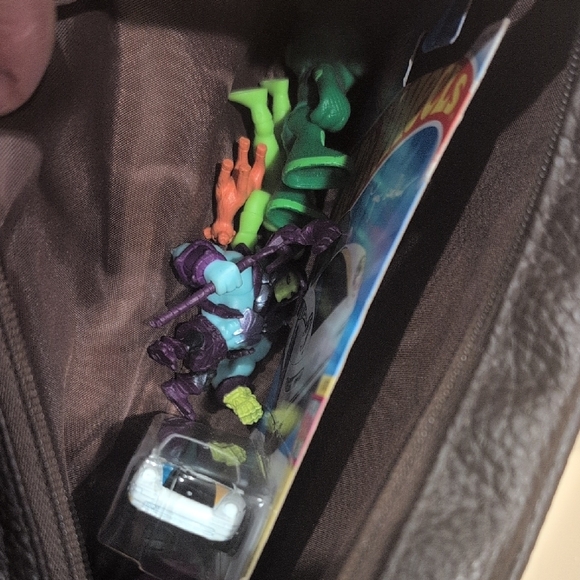 Surprise Toys In Brown Faux Leather Bag with Hot Wheels Toy - Picture 4 of 10